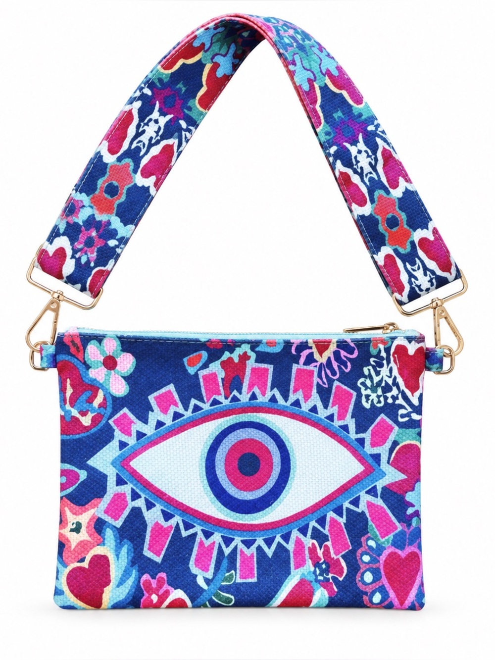 New Blue Evil Eye Red Heart Star Pink Flower Multicolor Crossbody Shoulder Bag